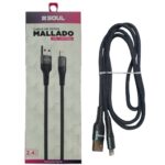 CABLE USB SOUL MALLADO IPHONE 2.4A NEGRO