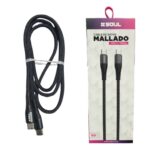 CABLE USB SOUL MALLADO TIPO C A TIPO C 60W NEGRO