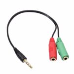 CABLE ADAPTADOR  JACK 3.5 HEMBRA X 2 A MIC + AURI ESTEREO H02
